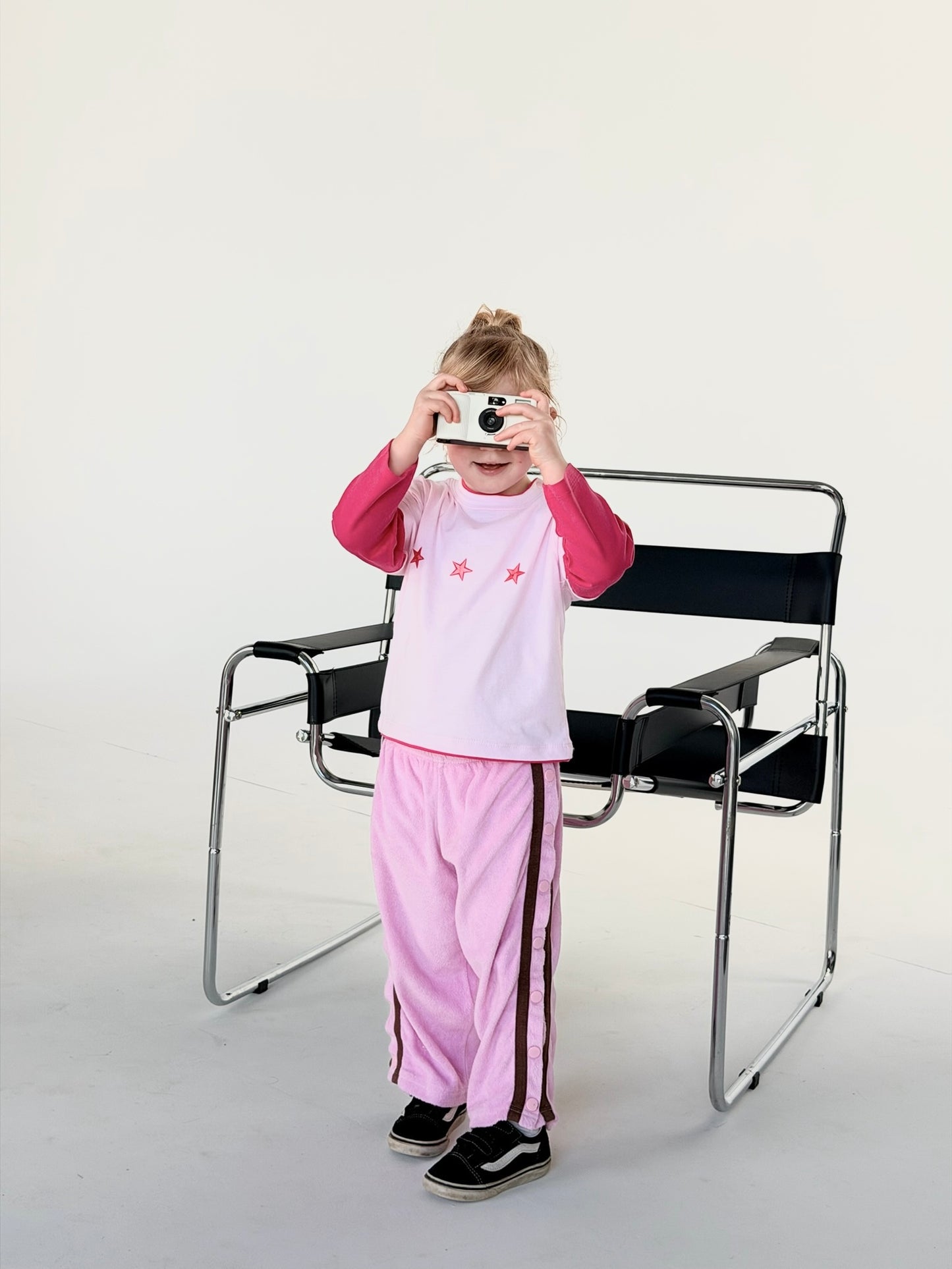 Star Staple Long Sleeve Tee- Two Tone Pink