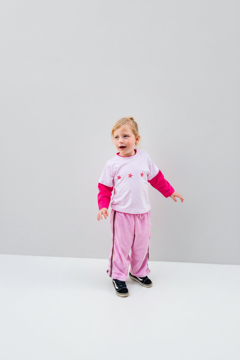 Star Staple Long Sleeve Tee- Two Tone Pink